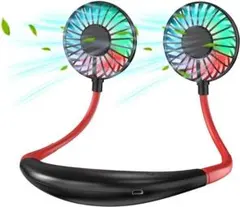 首掛け扇風機 携帯扇風機 卓上兼用 ネックファン USB充電＆LEDライト