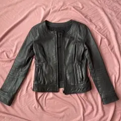 UNTITLED アンタイトル　ラムレザージャケット　ノーカラー 黒