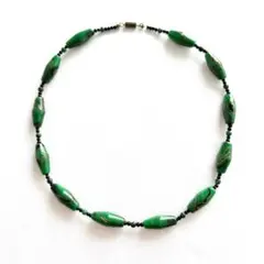 【希少! 繊細な金流線x神秘のグリーン】優しいデザイン ネックレス ヴィンテージ