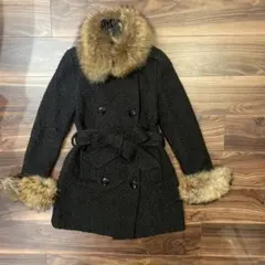【送料無料】DURASファー付きコート ミディアムコート ブラック
