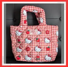 韓国限定 SPAO ハローキティ トートバッグ 赤 柄 キルト