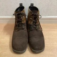 スエード調 パッチワーク レースアップ ショートブーツ 23.5cm