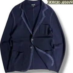 J6088 美品 ジョルジオアルマーニ リブニットジャケット ネイビー 48