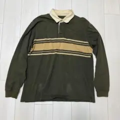 Timberland オリーブグリーン ストライプ ポロシャツ