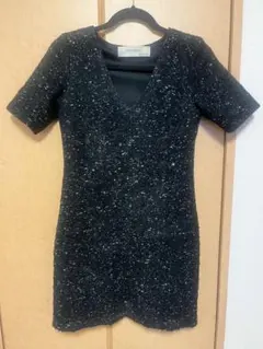 ZARA Collection ツイードワンピース Vネック 半袖 黒 M