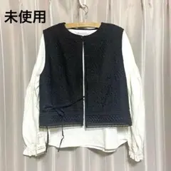 新品 kazumi サマンサモスモス キルト レース 2way ベスト ブラック