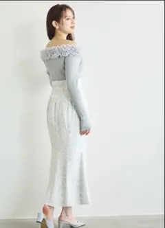 リリアンカラット　花柄 スカート ブルー 春夏