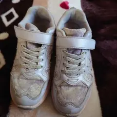 瞬足ハート型デザイン スニーカー ホワイト/パープル20センチ