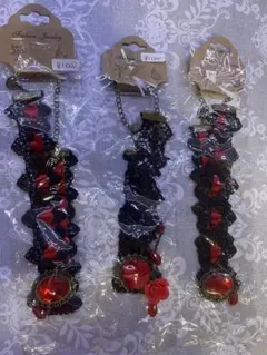 ゴシック風 黒と赤のレース チョーカー