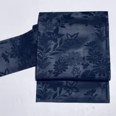 夏物 名古屋帯 紗 西陣織 ネイビー 花 新古品 so806のサムネイル