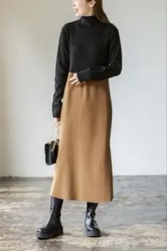 Noble カラーブロックニットワンピース