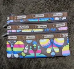 レスポートサック　ポーチ　３ジップ　蝶々　ハート