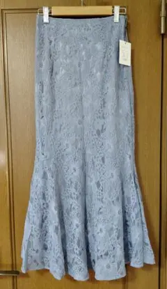 タグ付き　GRL　グレイル　花柄レースマーメイドスカート　pm123　ブルー　M