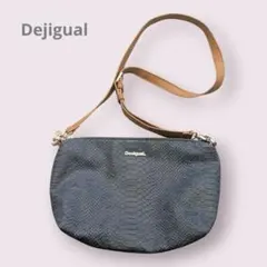【Desigual】デジグアル　ハンドバック　ネイビー　フェイクレザー　まち