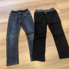 デニムブルー・ブラック パンツ　120cm