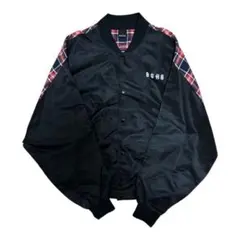 BAGARCH バガーチ ワイドナイロンジャケット 黒 チェック切替 デカロゴ