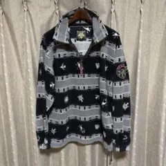 y032706 DESCENTE フリース　L　ハーフジップ　ブラック　ロゴ