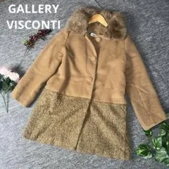 GALLERY VISCONTI ファー　ノーカラーコート　ブラウン　3のサムネイル