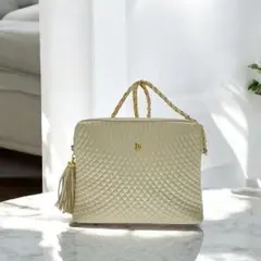 BALLY バリー レザー キルティング ショルダーバッグ Bロゴ タッセル付