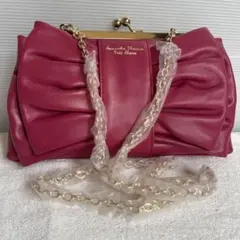 新品/Samantha Thavasa 皮ピンククラッチバッグ/ゴールドチェーン