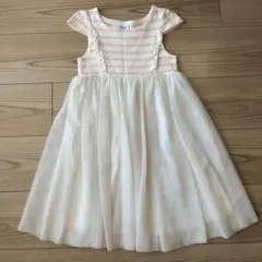 プチバトー　ストライプ　チュール　ワンピース 100cm　かわいい