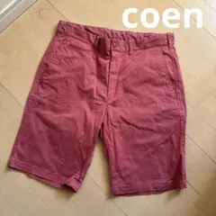 ▽coen　コーエン　ハーフパンツ　M　アプリコット　赤系　ズボン　ショート