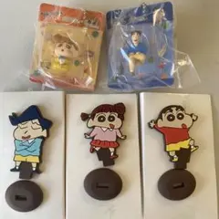 クレヨンしんちゃん ラバースタンド3体　パッケージコレクション２つ