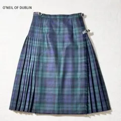 オニールオブダブリン　ラッププリーツスカート　ブラックウォッチ　ロング　緑