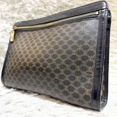 真贋済/美品✨セリーヌ クラッチバッグ 黒マカダム PVC セカンドバッグ