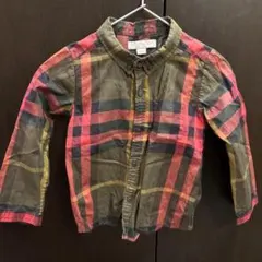 BURBERRY チェック柄 長袖シャツ 赤茶系 2Y 92センチ