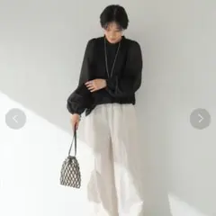 spick&span ギャザースリーブ2WAYブラウス 黒 リボン - メルカリ