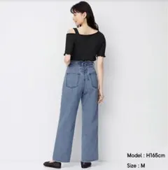GU バックリボン ハイウエスト デニムパンツ ブルー Ｍサイズのサムネイル