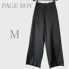 ページボーイ　ワイドパンツ ブラック M 光沢　カジュアル