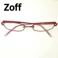 Zoff メガネ オーバル スクエア メタル ステンレス レッド ピンク 度あり