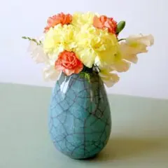 【木箱入・新品未使用】たち吉 八重がすみえくぼ 花生 青磁 氷裂貫入 花瓶 花器のサムネイル
