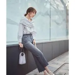 オフショルダー ライトグレー シャツ M