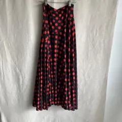 黒赤ドット柄ロングスカート M
