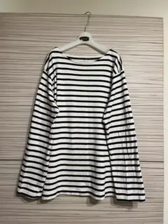 MUJI 無印　長袖　Tシャツ ネイビー／白　XL