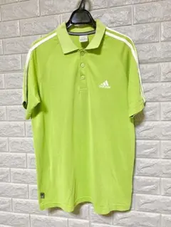 h945■adidas■CLIMALITE ポロシャツ ３本ライン 半袖 緑 M