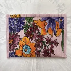 花柄 薄型　ポーチ ピンク系