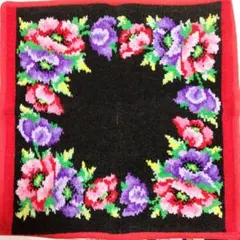 feiler 花柄ハンカチ 黒地