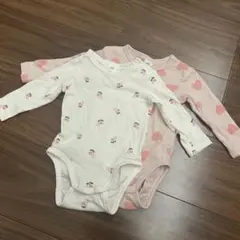 H&M 長袖ロンパース 2枚セット70cm 花柄 ハート柄 女の子