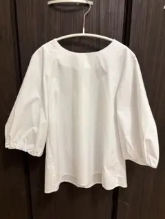 無印良品 ホワイト バルーンスリーブ シャツ