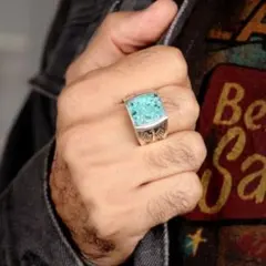 指輪 ヴィンテージ ターコイズ イーグルリング メキシカン パワー スクエア