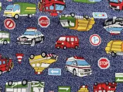 生地・働く車・ネイビー