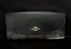 COACH コーチ 長財布 シグネチャー レザー ブラック ブラウン