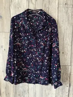 レナウン　ポリシャツ　総柄　レトロ古着