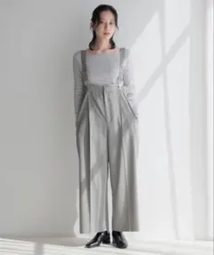 LOWRYS FARM TRサロペット　グレー サスペンダー付き