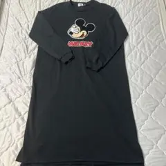 ミッキーマウス刺繍 ブラックロングワンピース