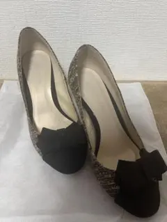 リボン付きツイード風パンプス 23cm